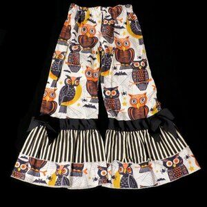 Lolly Wolly Doodle Halloween Ruffle Pants Owls & Bats Boutique Girls Sz 6